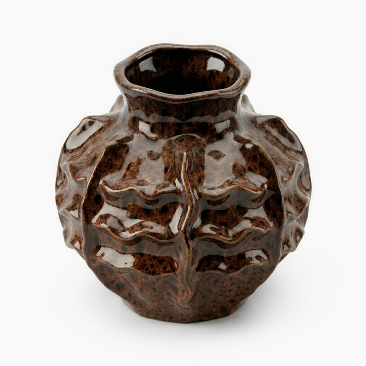 Finn Japandi Vaas Keramiek - Bruin - H 20 cm