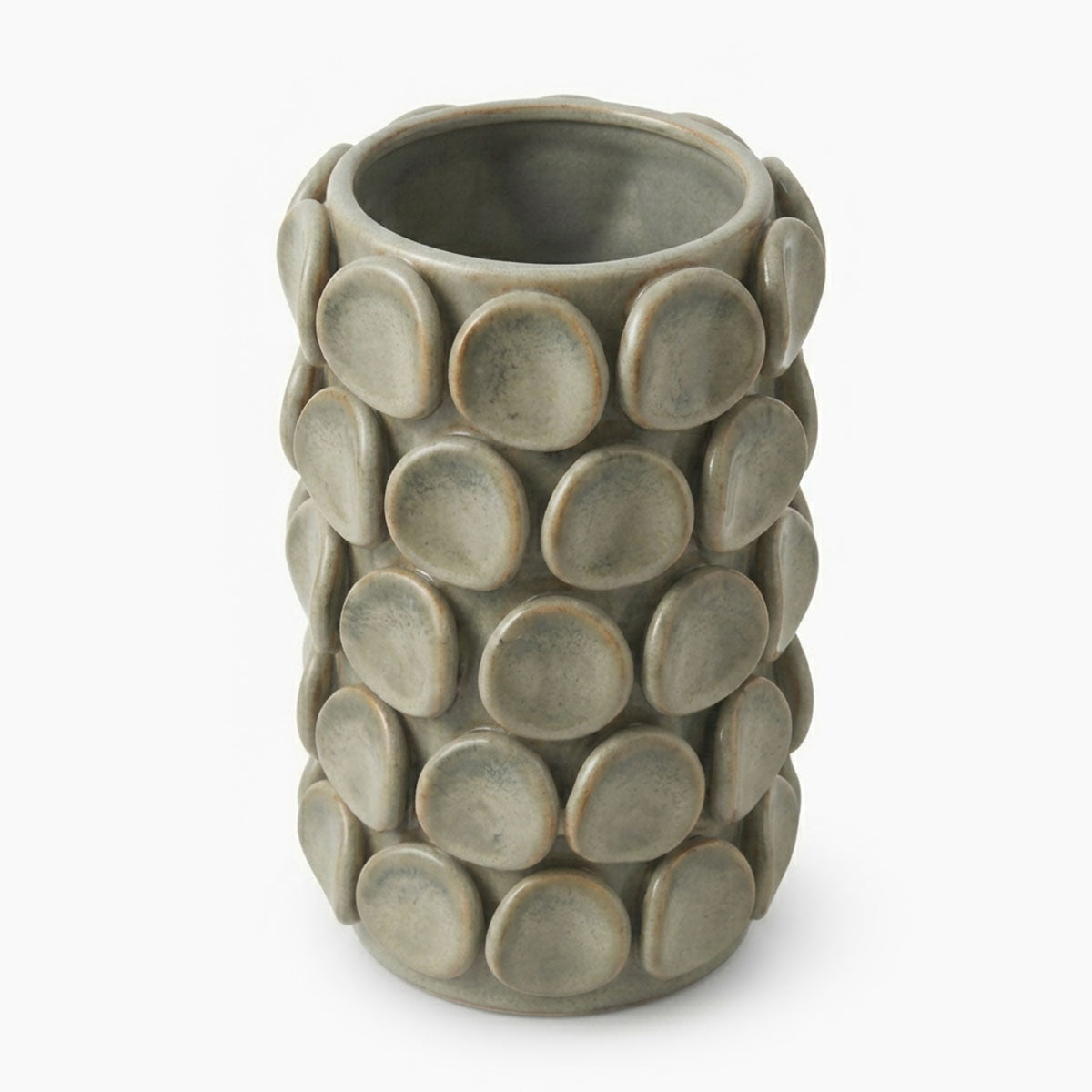 Pearl Reliëf Vaas Keramiek - Olijfgroen/Grijs - H 24,5 cm