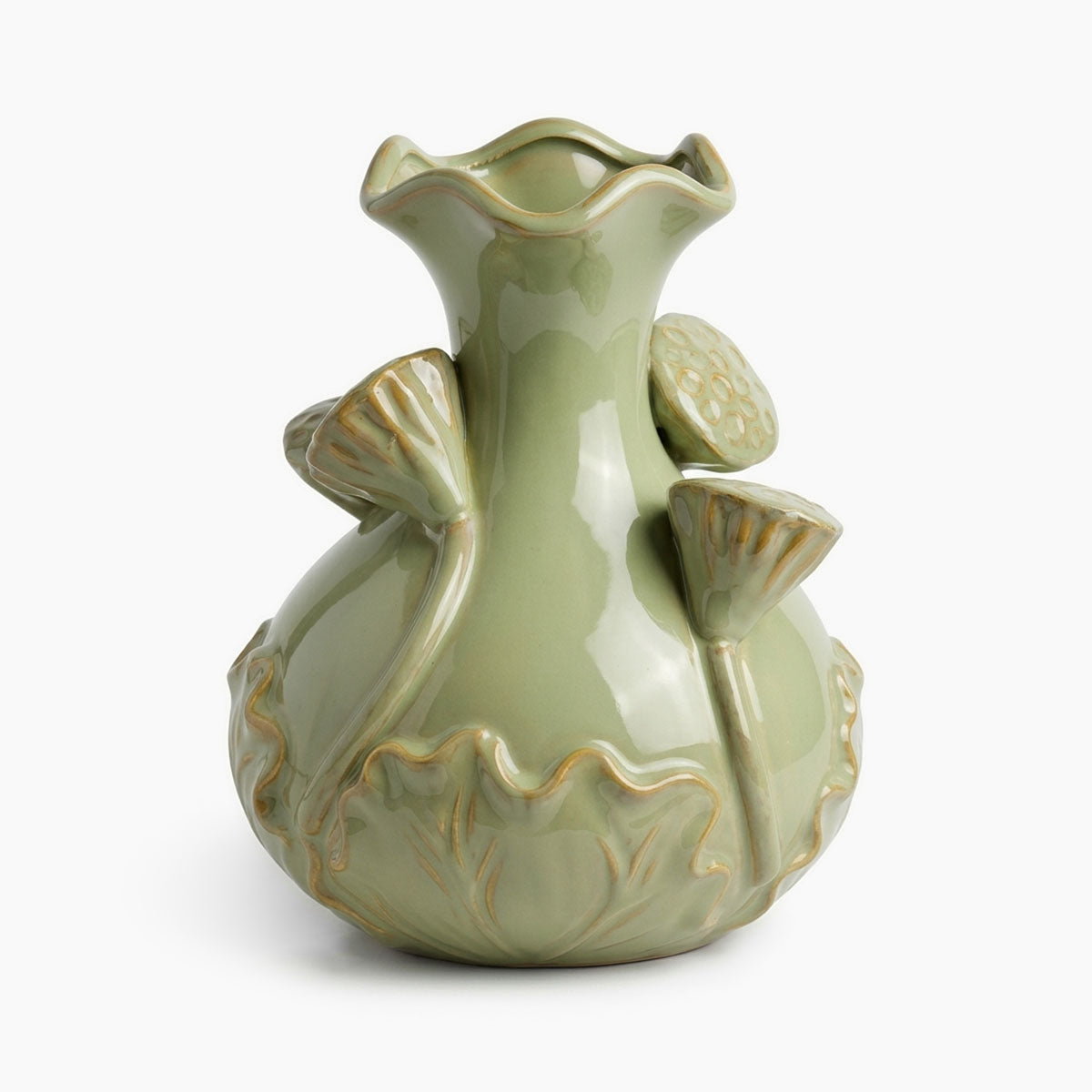 Lotus Grote Vaas Keramiek - Pistachegroen - H 25 cm