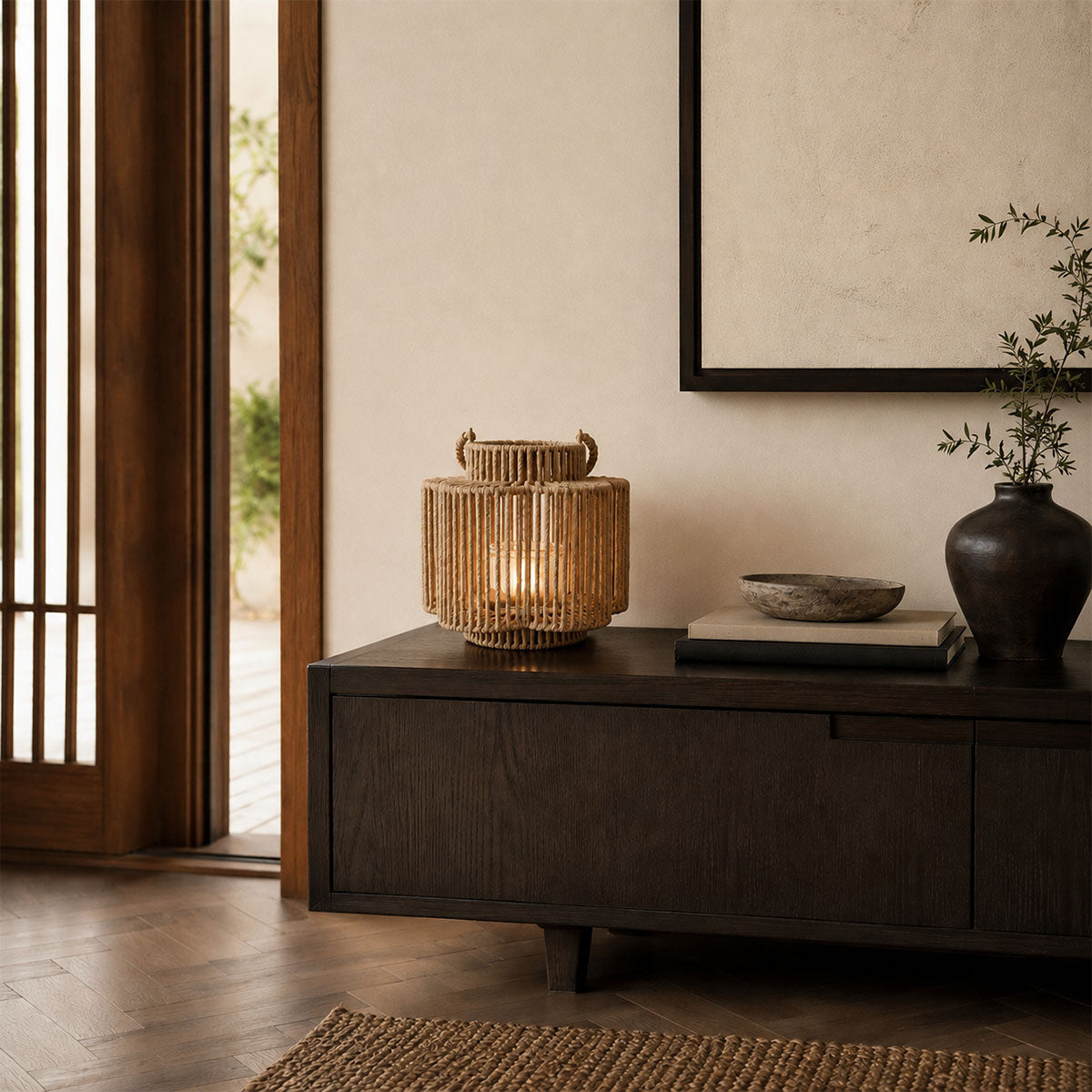 Cruz Windlicht Bloem Beige
