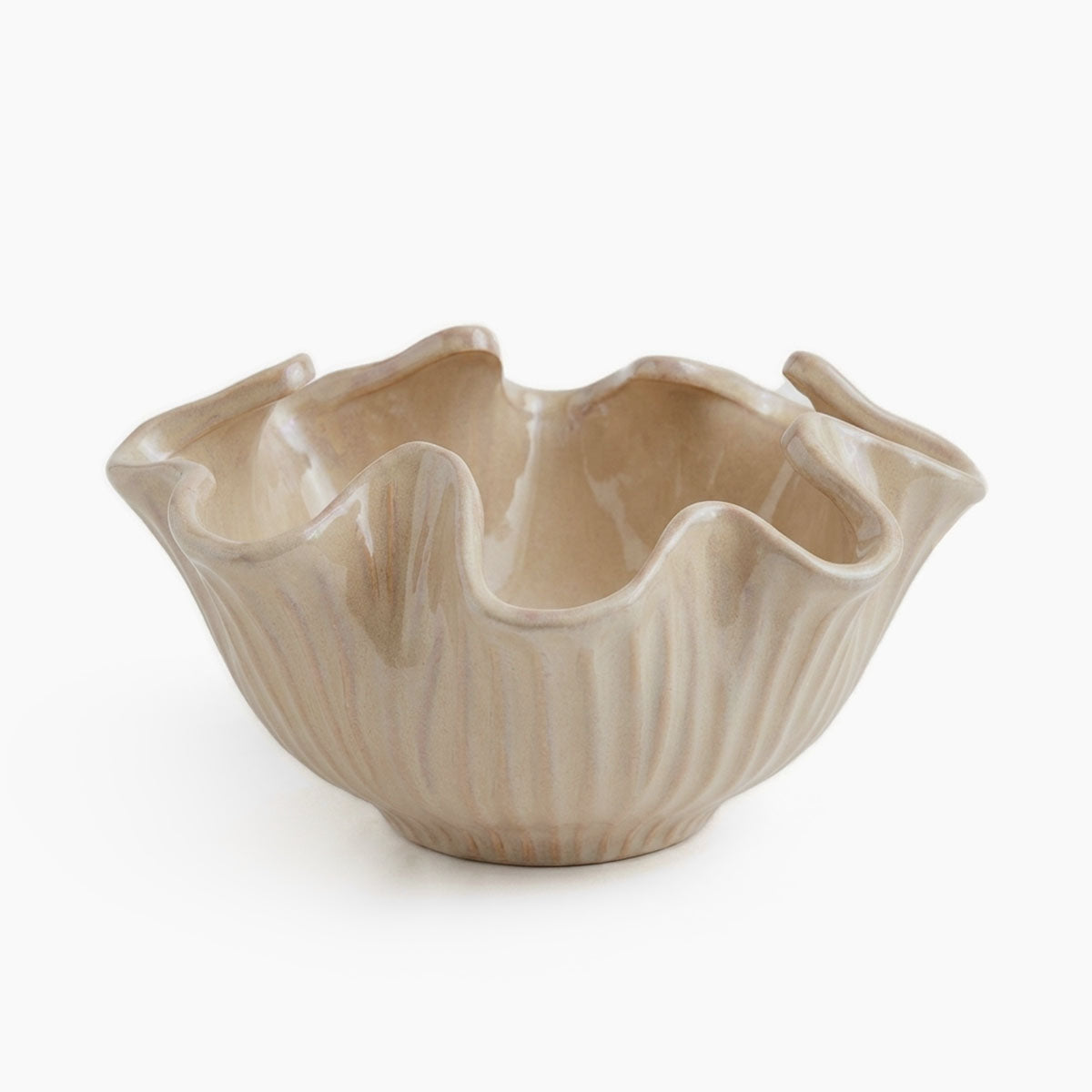 Twirl Schaal Keramiek - Beige - ⌀ 25 cm