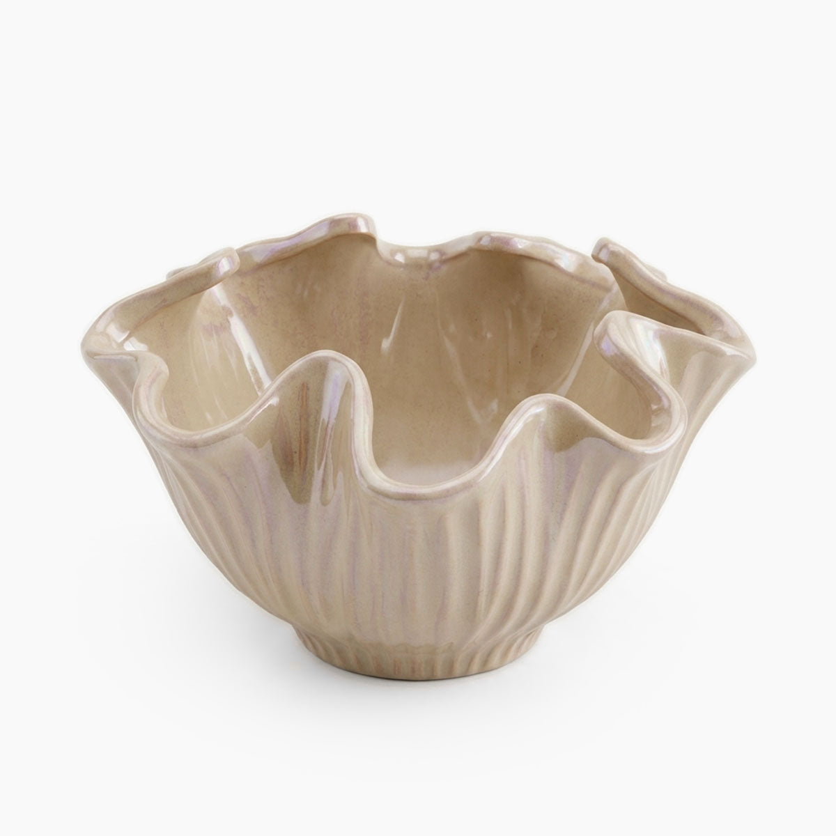 Twirl Schaal Keramiek - Beige - ⌀ 25 cm
