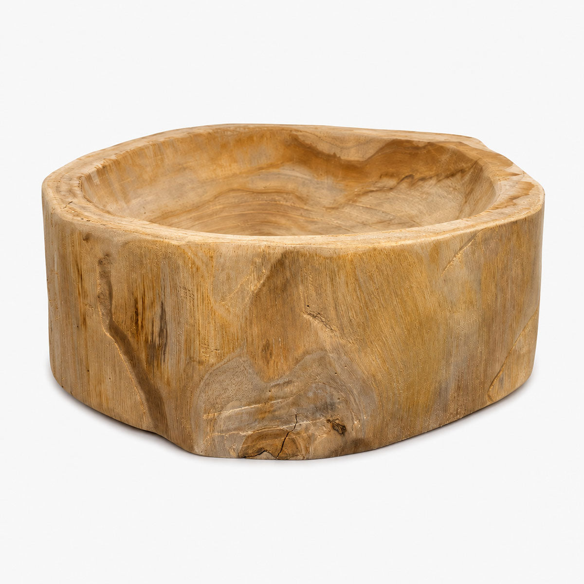 Erosie Schaal Massief Hout - Bruin - ⌀ 30 cm