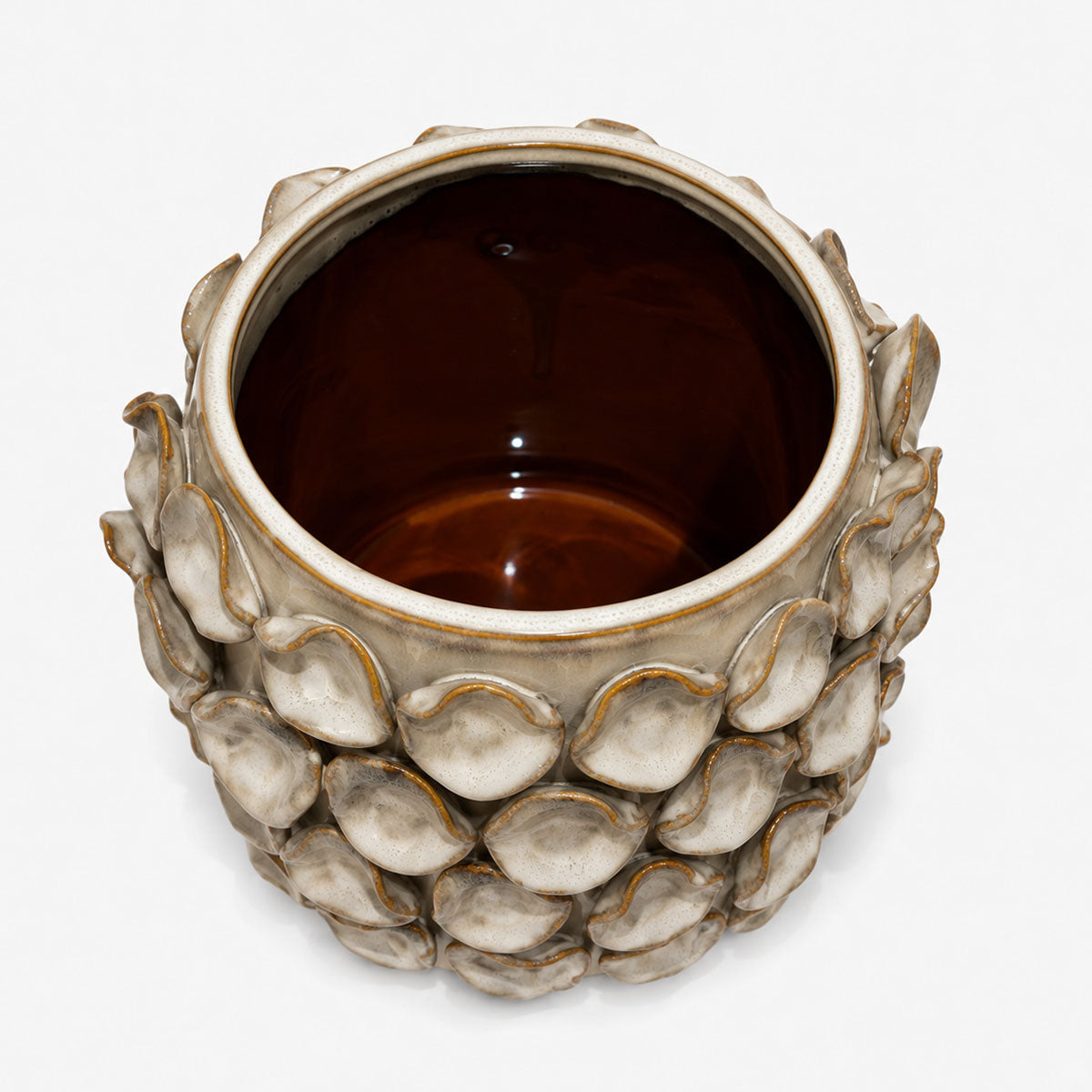 Stonew Reliëf Plantenpot Aardewerk - Taupe/Bruin - ⌀ 23 cm