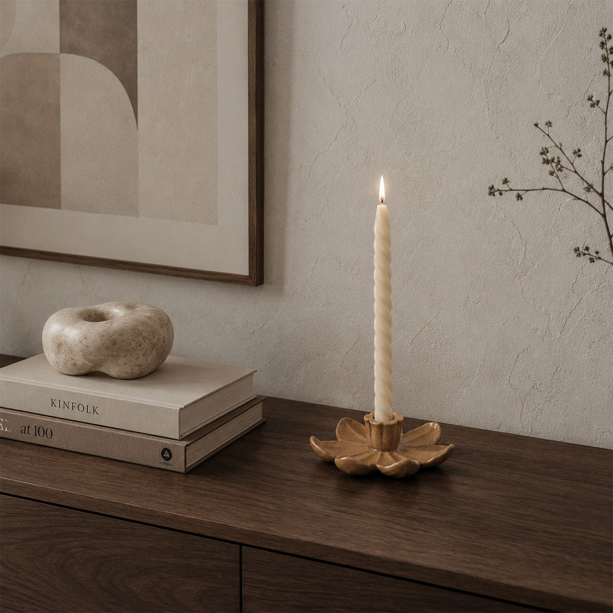 Bloem Kandelaar Keramiek - Bruin/Beige - ⌀ 17 cm