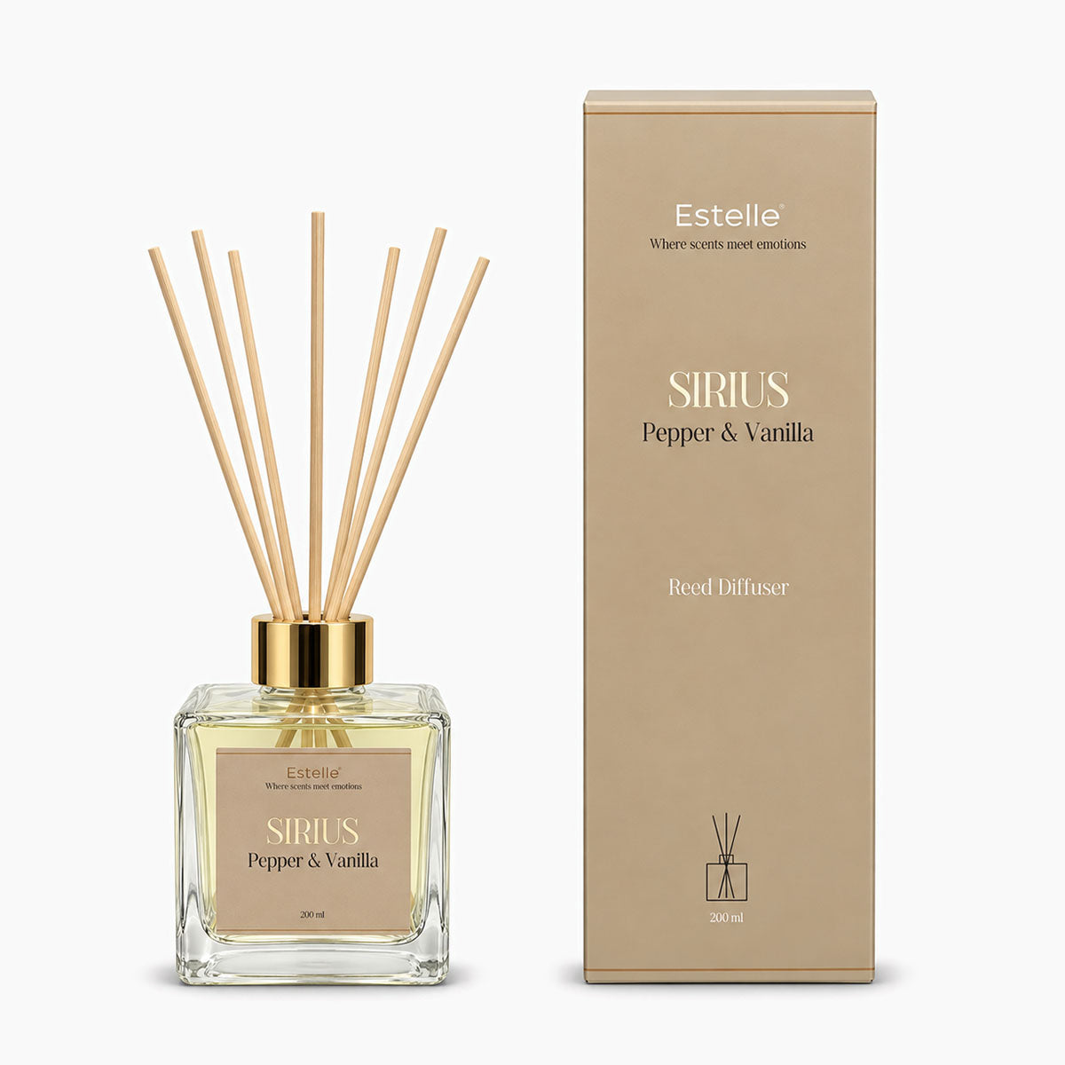 Estelle - Sirius Geurstokjes - Pepper & Vanille - 200 ml