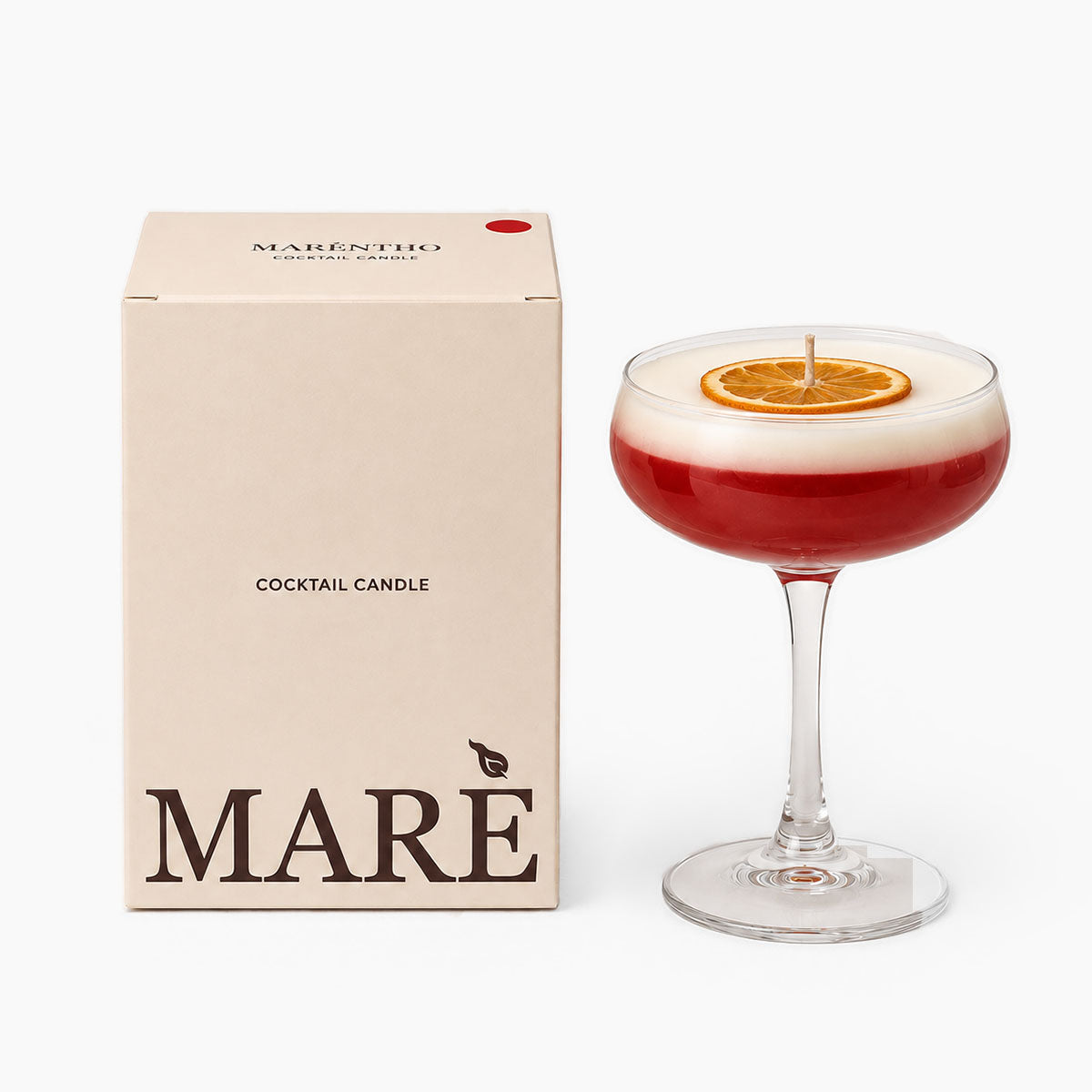 French Martini Cocktail Kaars - Rood - H 15,5 cm