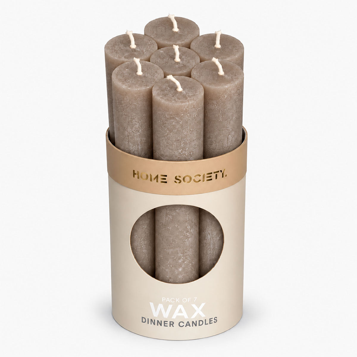Home Society Dinerkaarsen - Taupe/Beige - 7 stuks