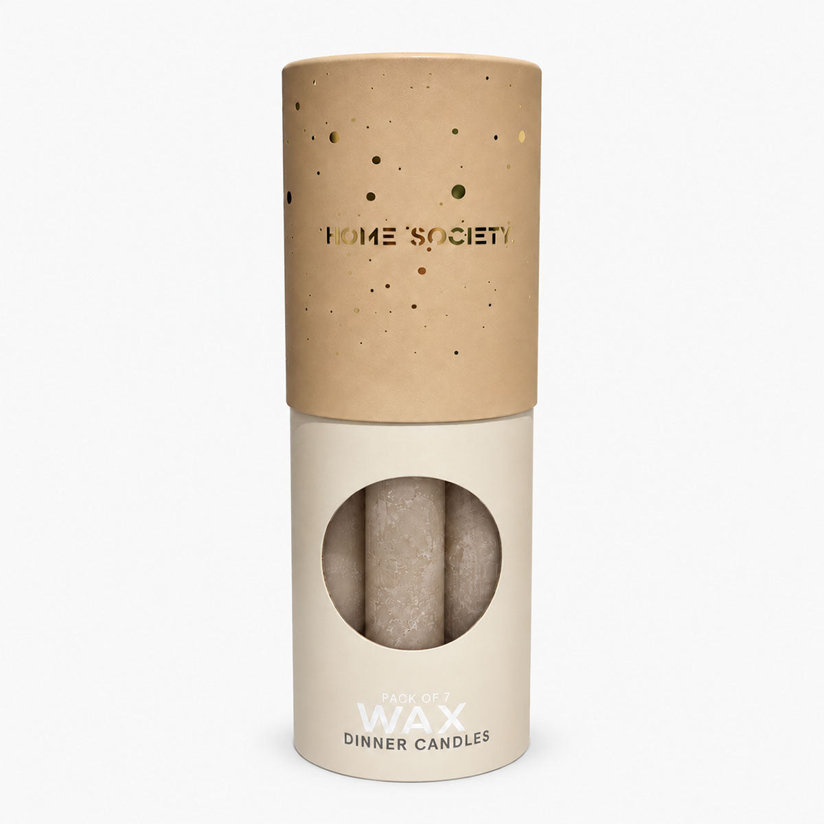 Home Society Dinerkaarsen - Taupe/Beige - 7 stuks