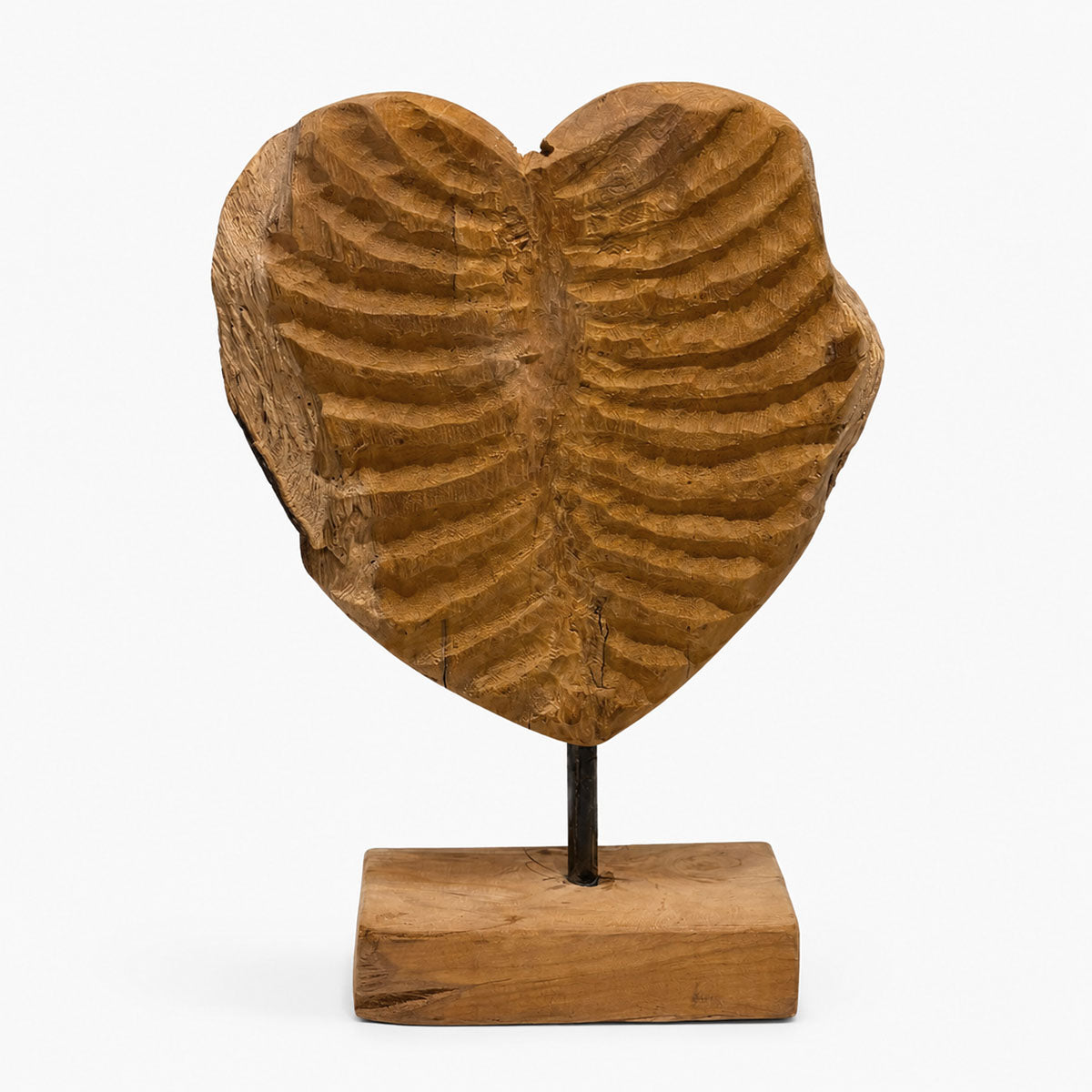 Hart op Standaard Hout - Bruin - H 35 cm