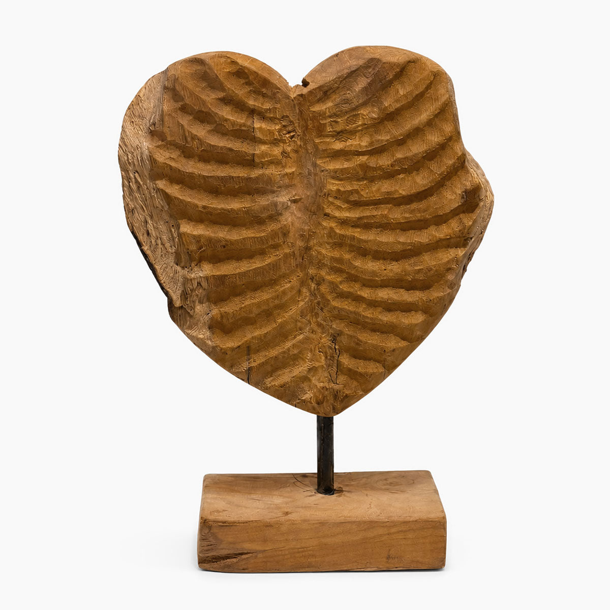 Hart op Standaard Hout - Bruin - H 35 cm