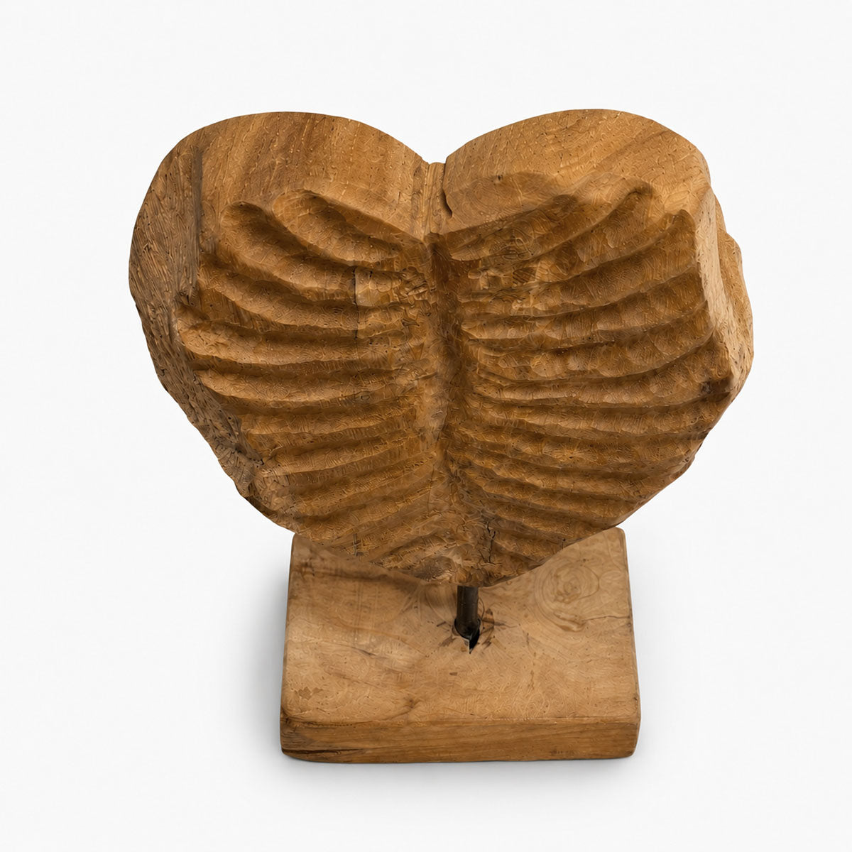 Hart op Standaard Hout - Bruin - H 35 cm