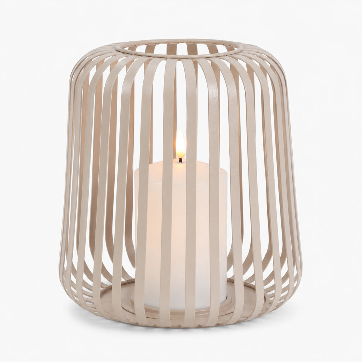 Lydia LED Windlicht Metaal - Crème - ⌀ 20 x H 22 cm