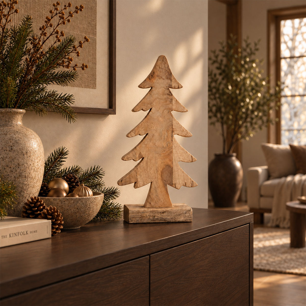 X-Mas Boom Hout - Bruin - H 40 cm