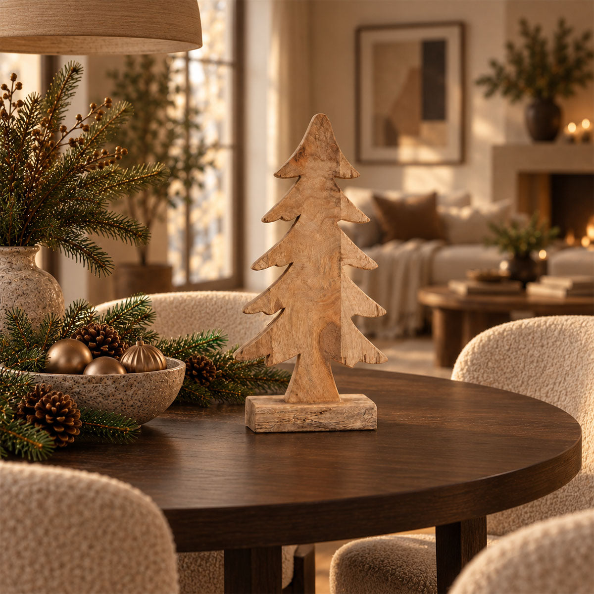 X-Mas Boom Hout - Bruin - H 40 cm