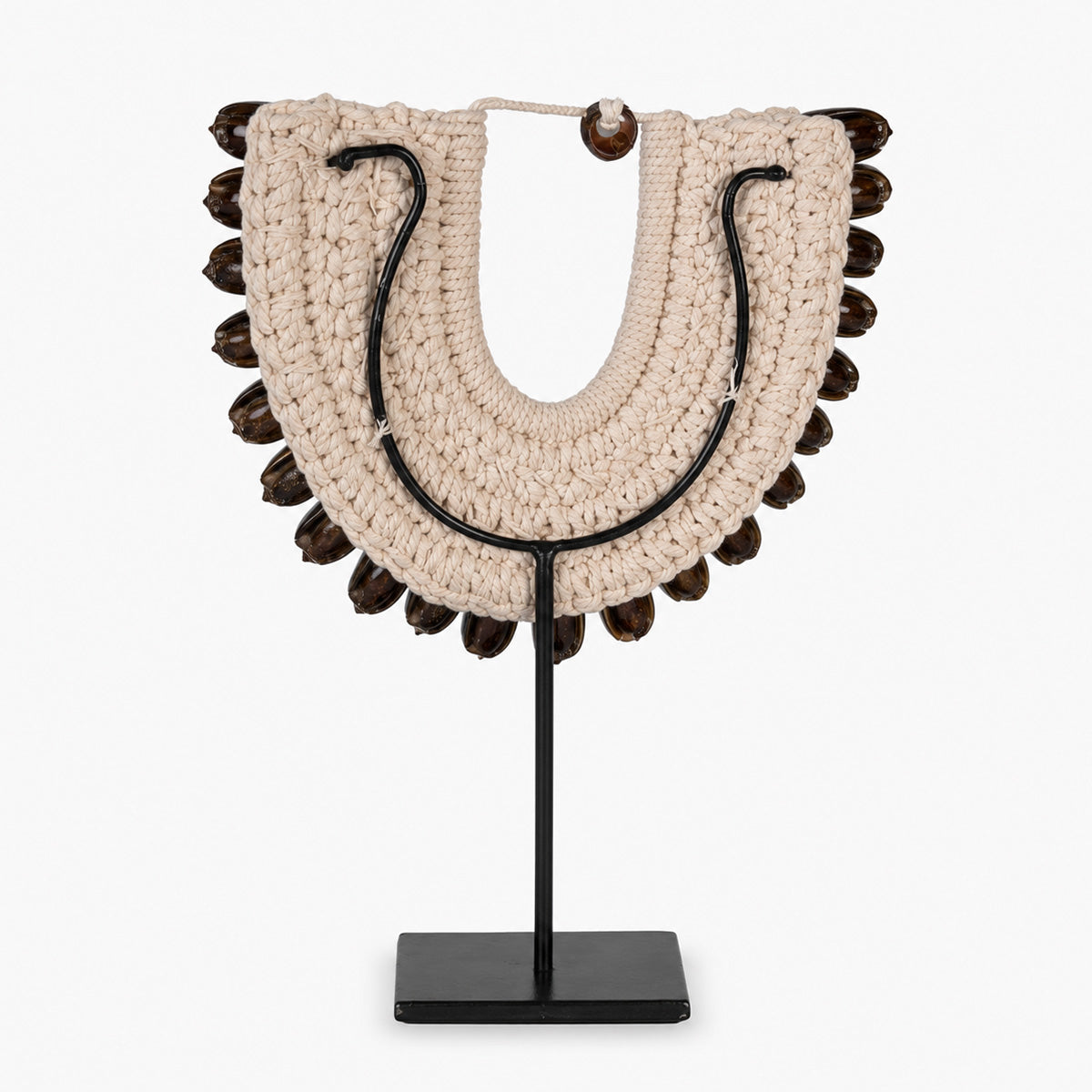 Schelpenketting op Standaard - Bruin/Wit - H 26 cm
