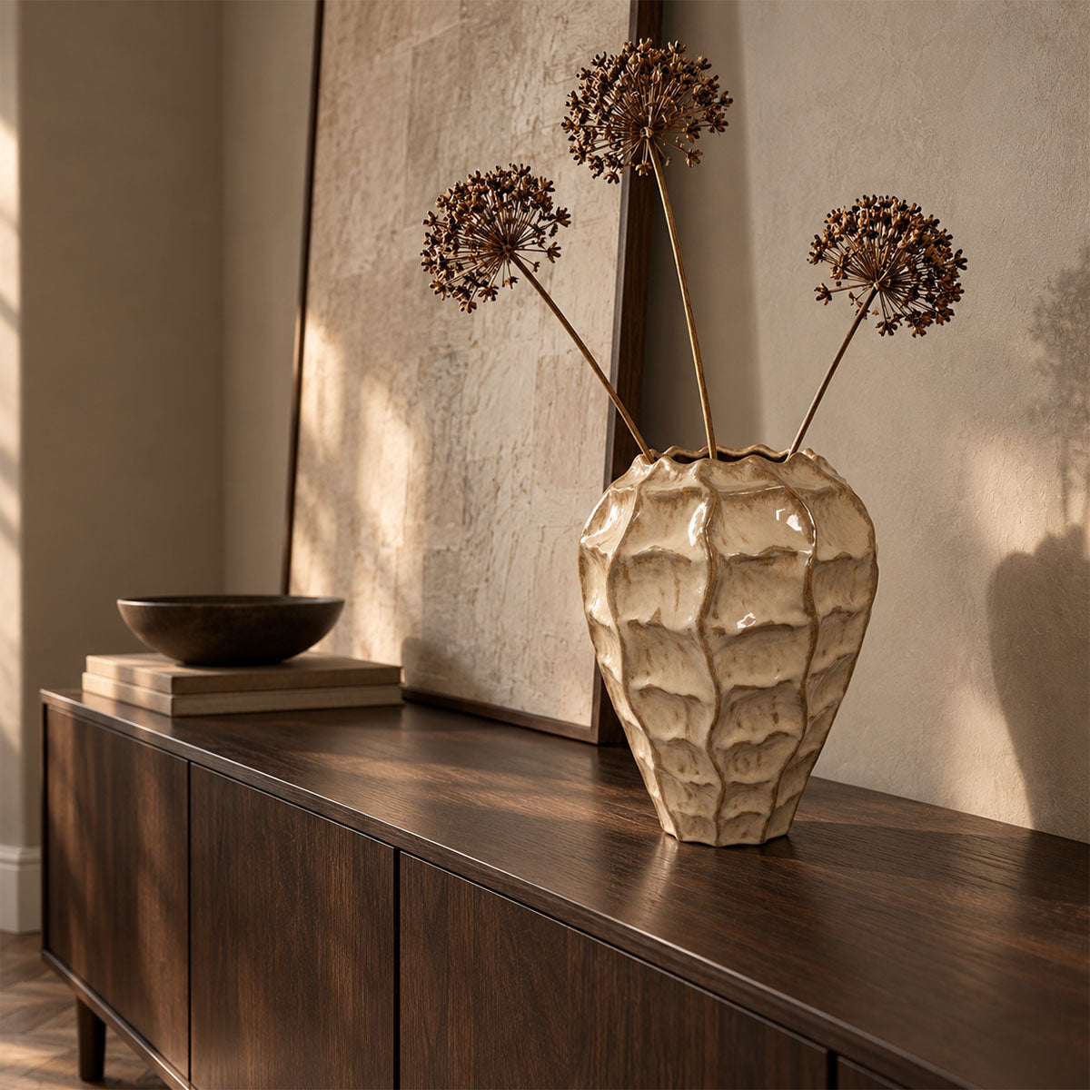 Rialto Vaas Keramiek - Beige - H 30 cm