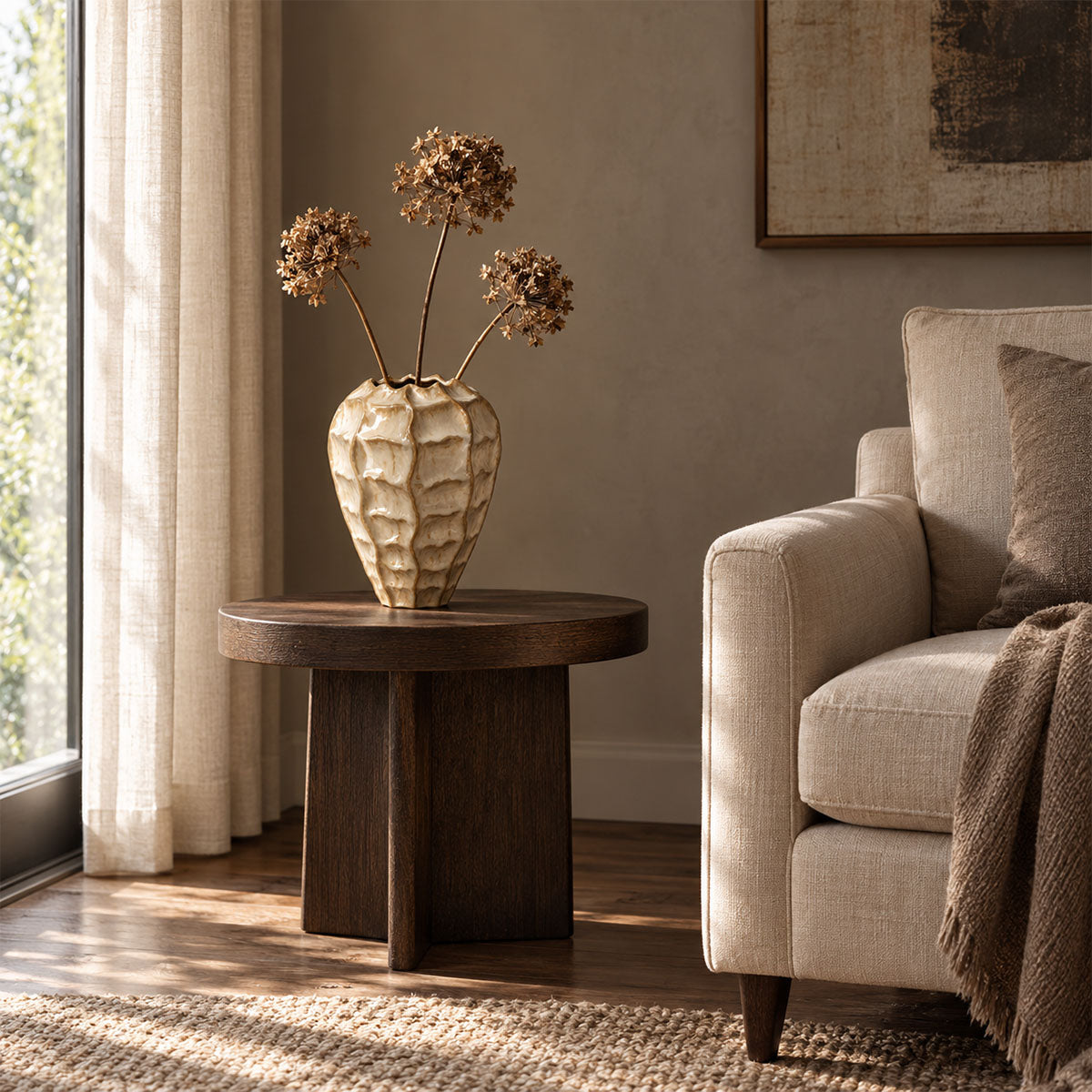 Rialto Vaas Keramiek - Beige - H 30 cm