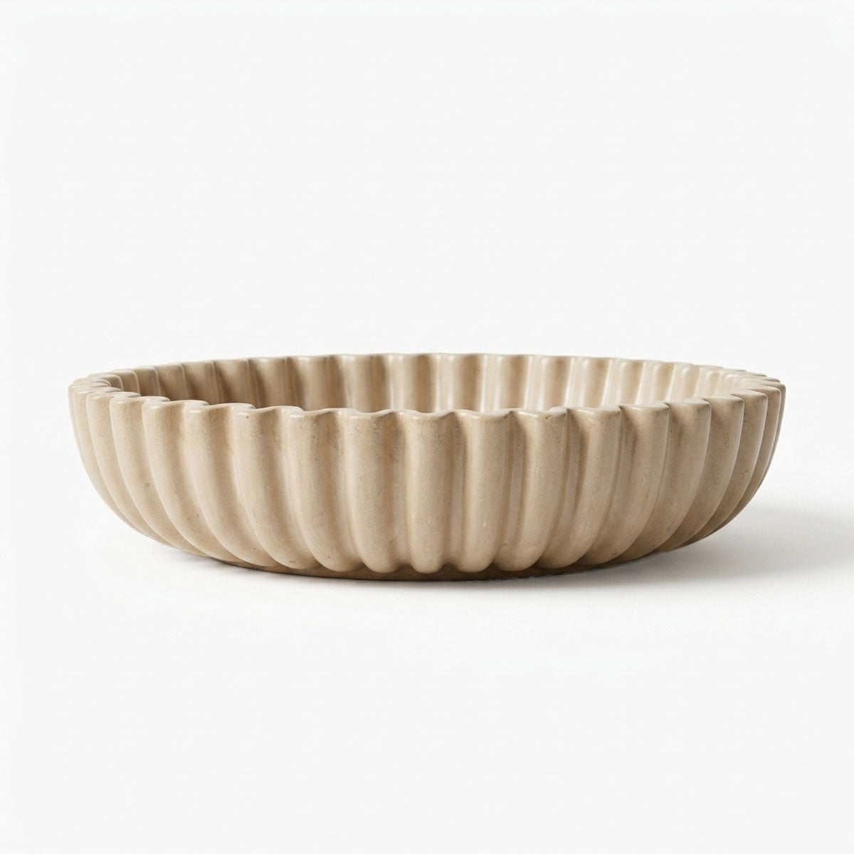Ribbel Japandi Schaal Aardewerk - Beige - Ø 30 cm