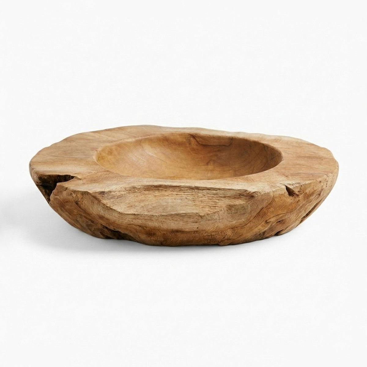 Teak Schaal Massief Hout - Bruin - ⌀ 30 x H 7 cm