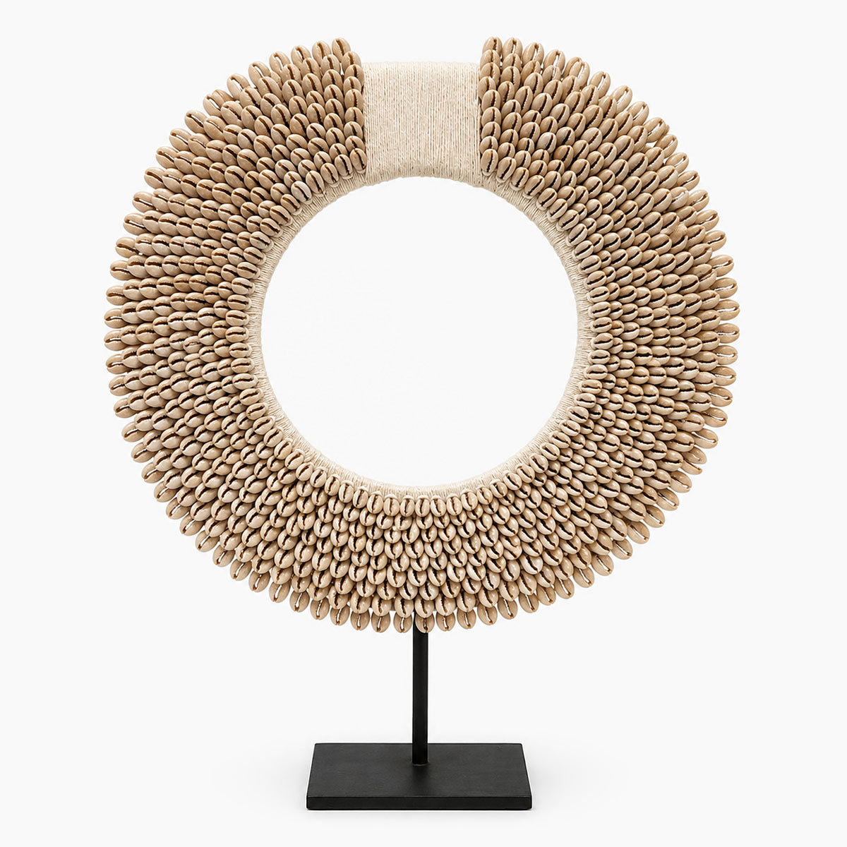 Schelpenketting Rond op Standaard - Beige/Wit - H 38 cm