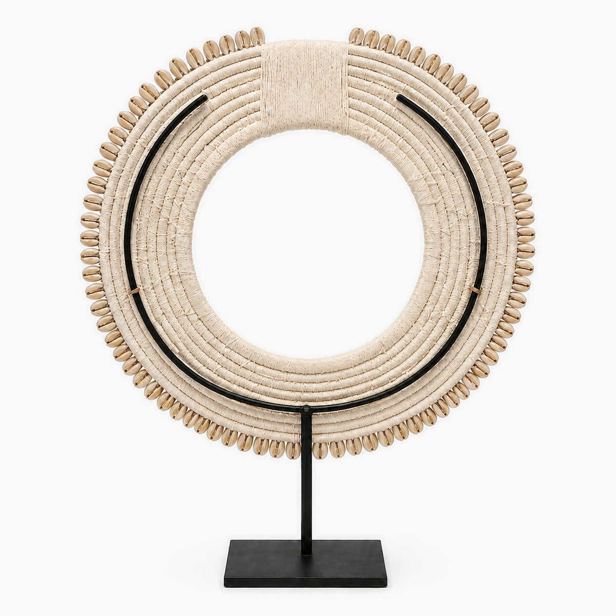 Schelpenketting Rond op Standaard - Beige/Wit - H 38 cm