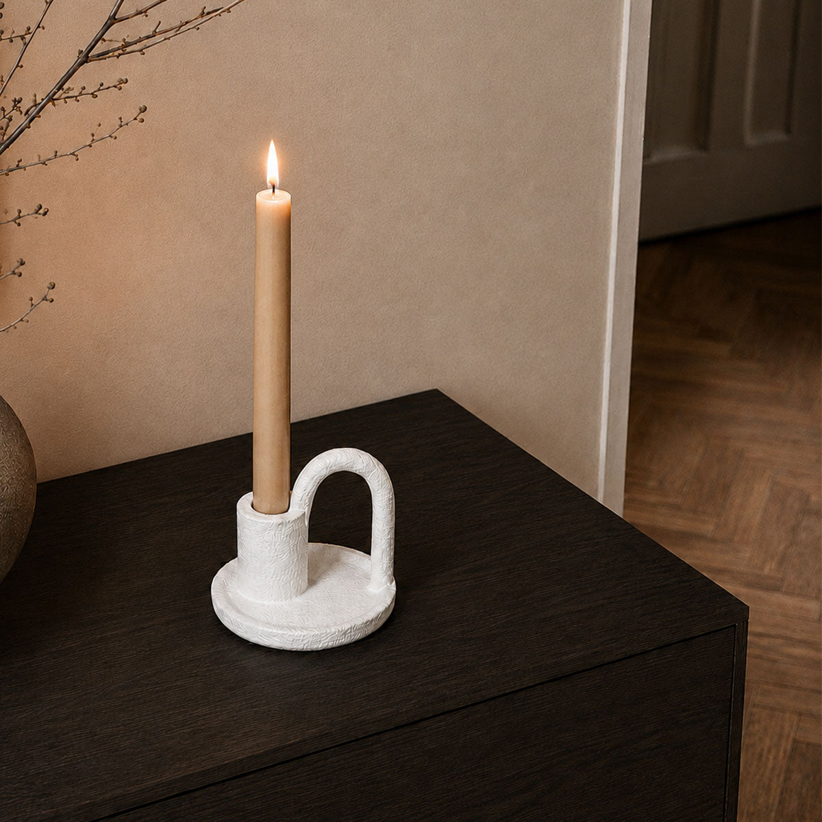 Sconce Kandelaar Keramiek - Wit - ⌀ 13 x H 12 cm