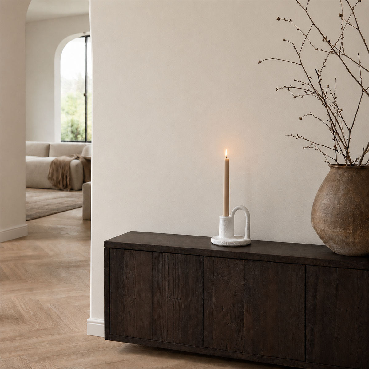 Sconce Kandelaar Keramiek - Wit - ⌀ 13 x H 12 cm