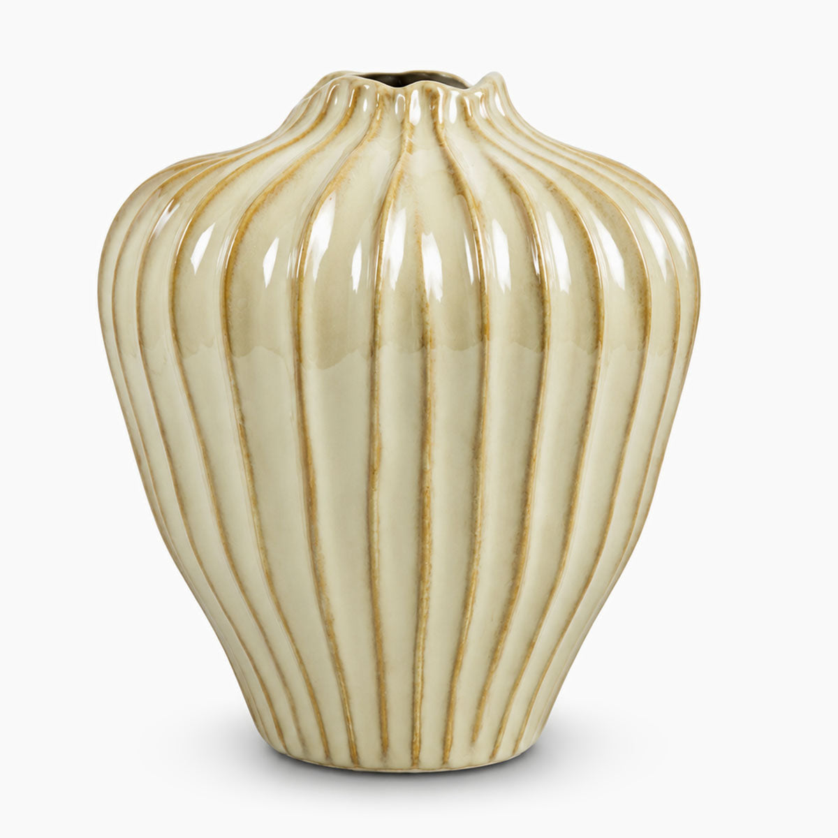 Serafin Ribbel Vaas Keramiek - Crème - H 24 cm