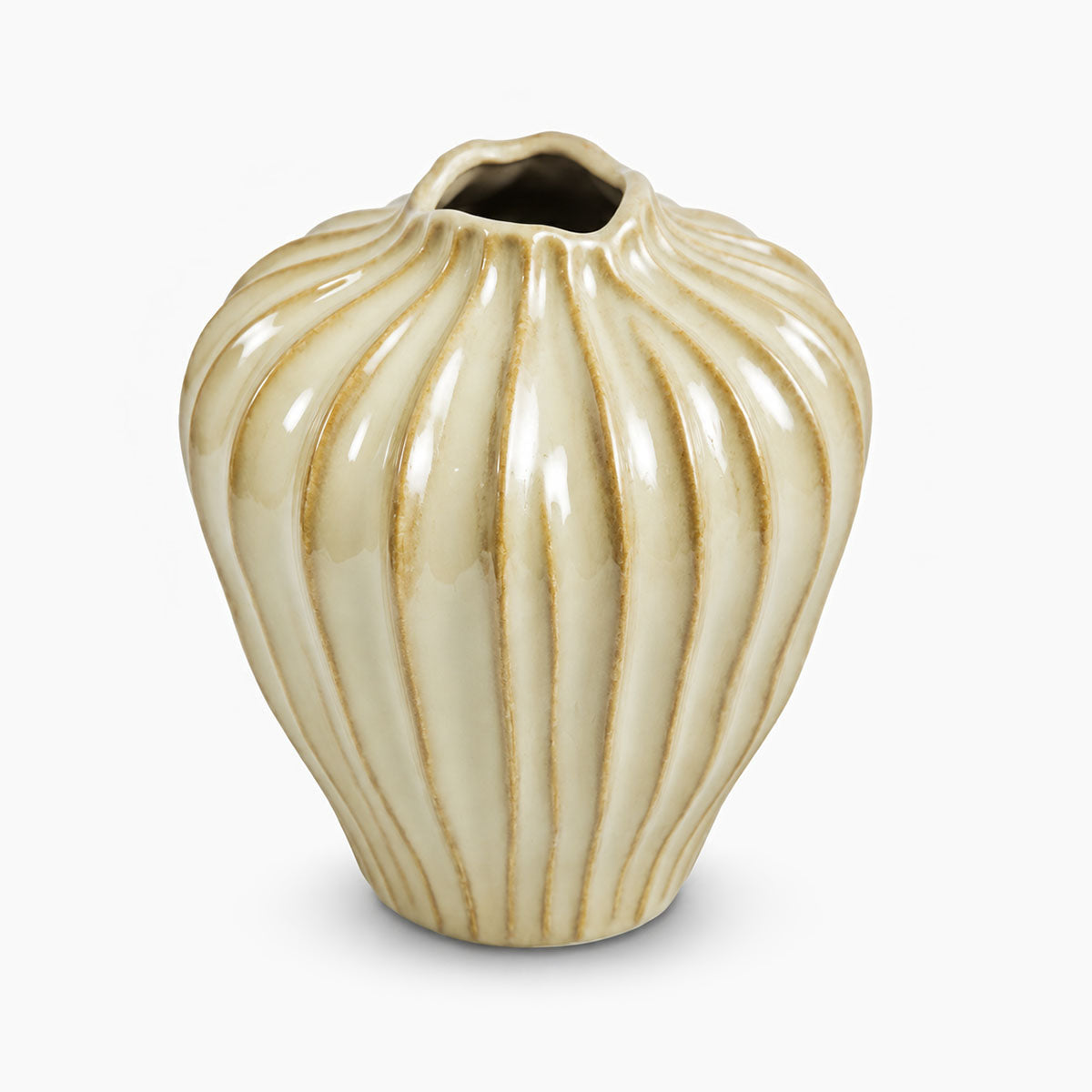 Serafin Ribbel Vaas Keramiek - Crème - H 24 cm
