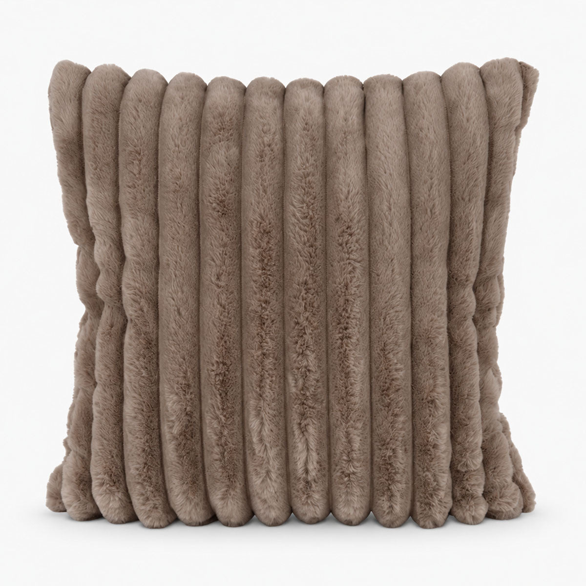 Cosy Sierkussen Ribbel Imitatiebont - Taupe/Bruin - L 45 x B 45 cm