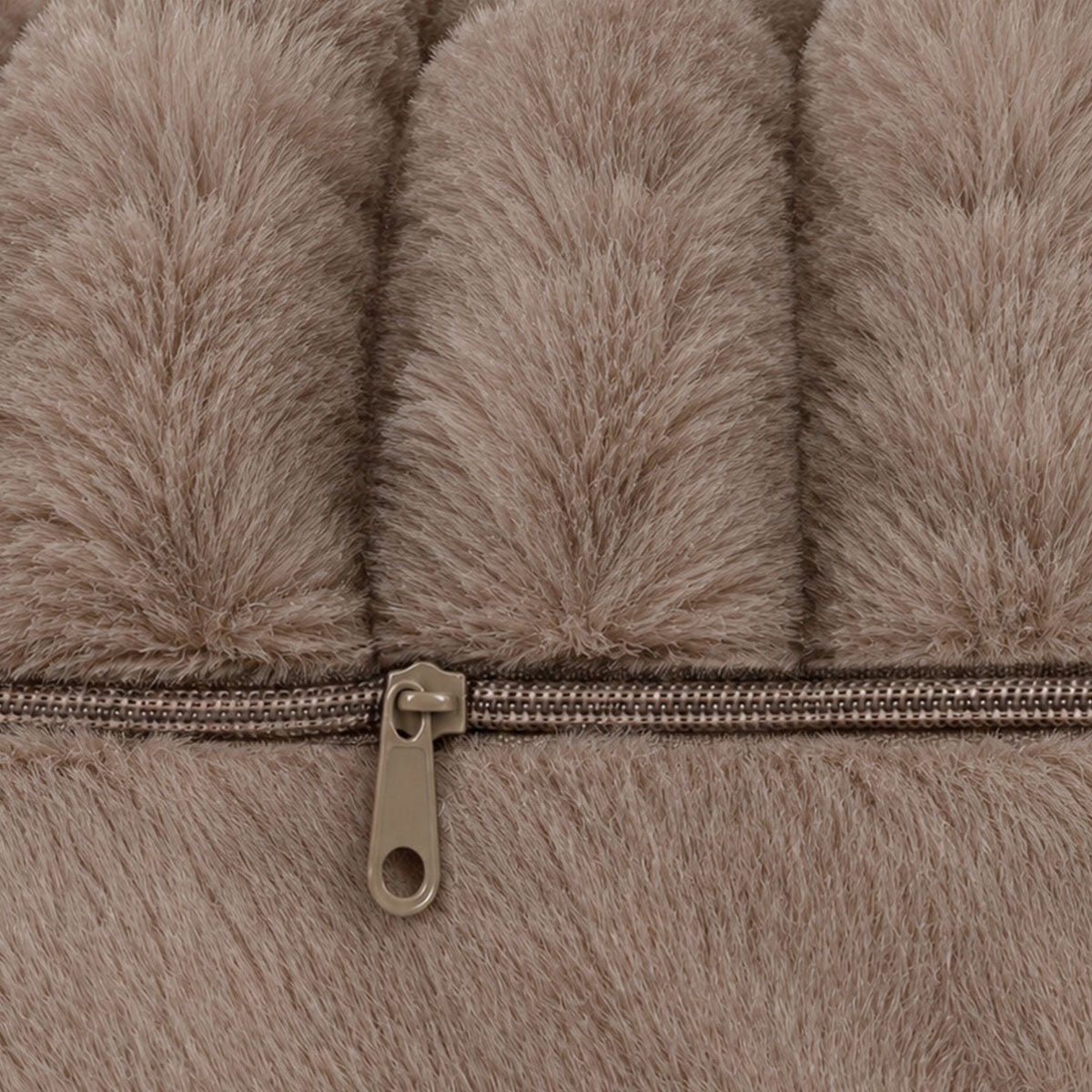 Cosy Sierkussen Ribbel Imitatiebont - Taupe/Bruin - L 45 x B 45 cm