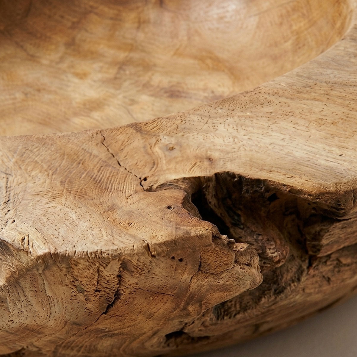Teak Schaal Massief Hout - Bruin - ⌀ 30 x H 7 cm