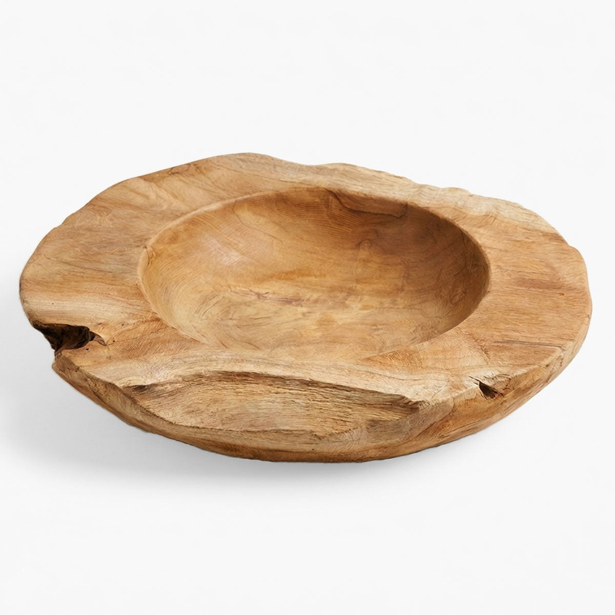 Teak Schaal Massief Hout - Bruin - ⌀ 30 x H 7 cm