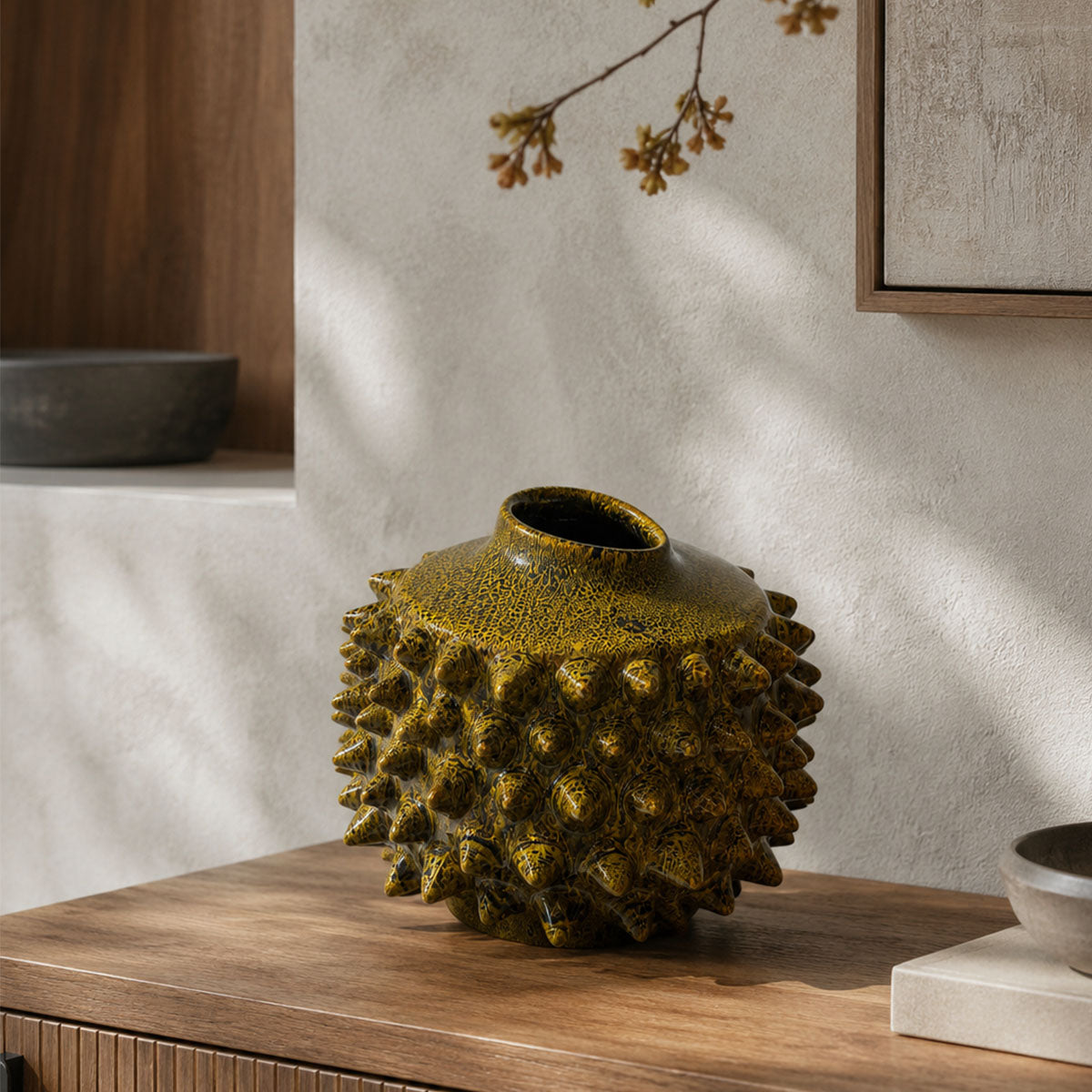 Spike Vaas Keramiek - Groen - ⌀ 24,5 cm