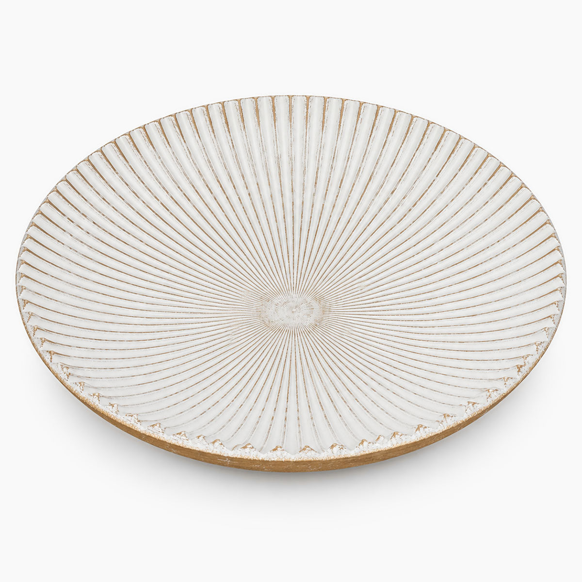 Shell Grote Ibiza Schaal Hout - Wit/Goud - ⌀ 40 cm