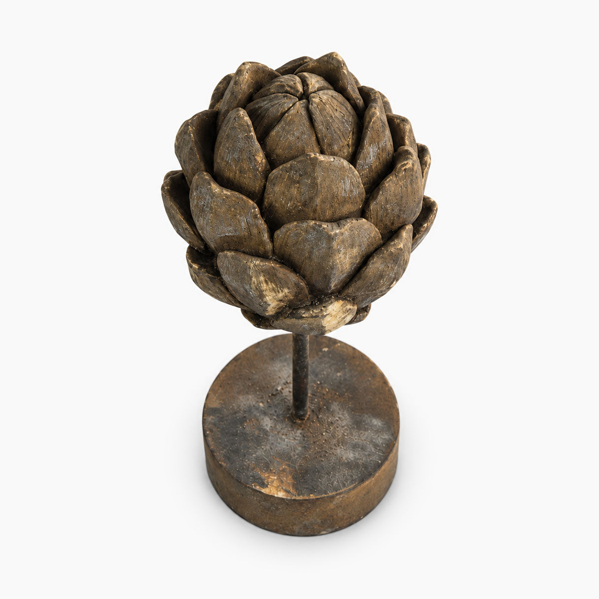 Artisjok Ornament Hout - Grijs/Bruin - H 29,5 cm