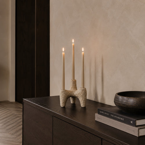 Axis Kandelaar Keramiek - Beige - L x 13,5 x B 13,5 x H 18 cm