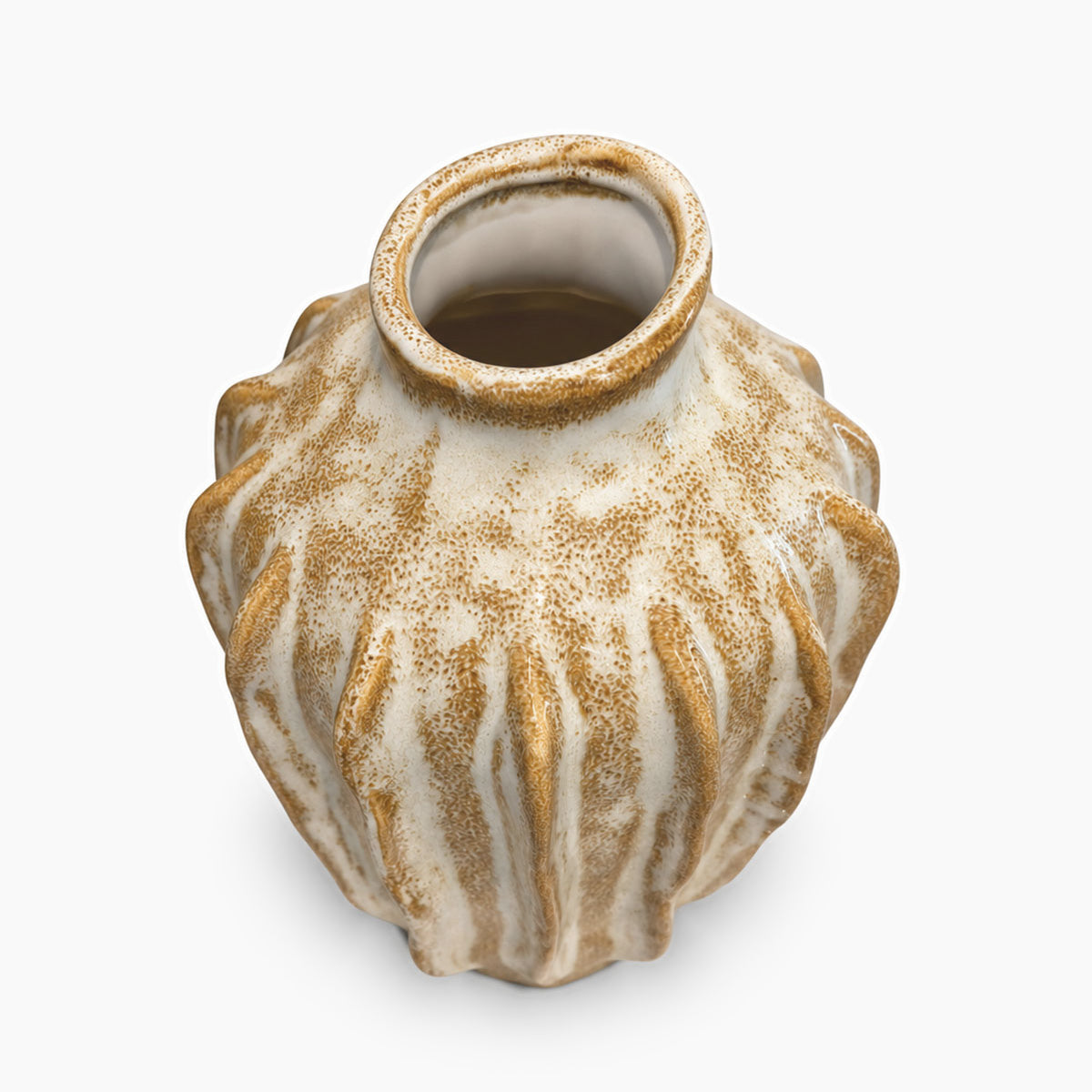Nori Vaas Keramiek - Crème/Bruin - H 27 cm