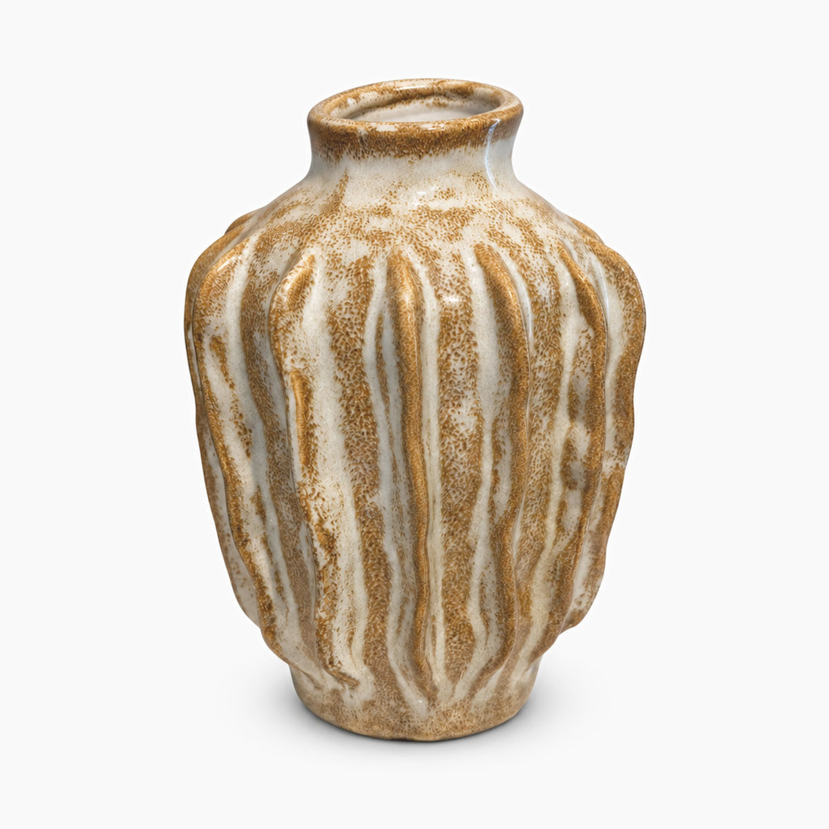 Nori Vaas Keramiek - Crème/Bruin - H 27 cm