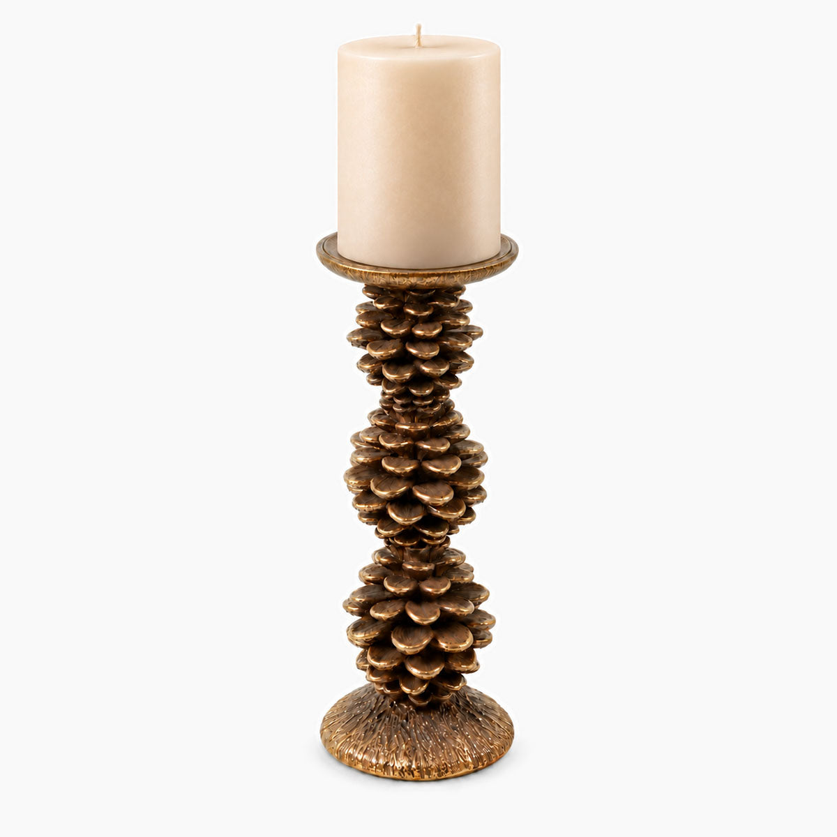Dennenappels Kandelaar Keramiek - Goud - H 25 cm