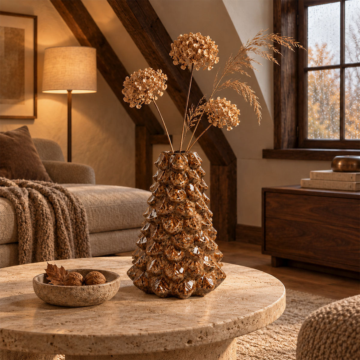 Picea Kerstboom Vaas - Keramiek - Bruin - H 32 cm