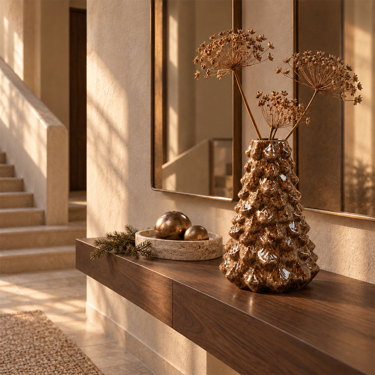 Picea Kerstboom Vaas - Keramiek - Bruin - H 32 cm