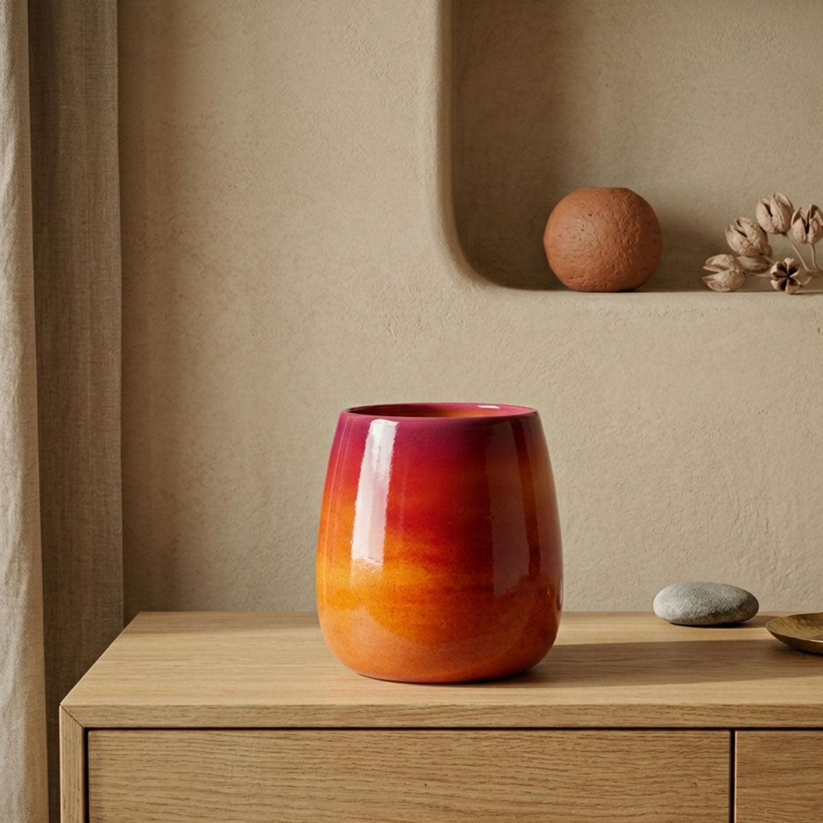 Swirl Vaas Oranje / Rood