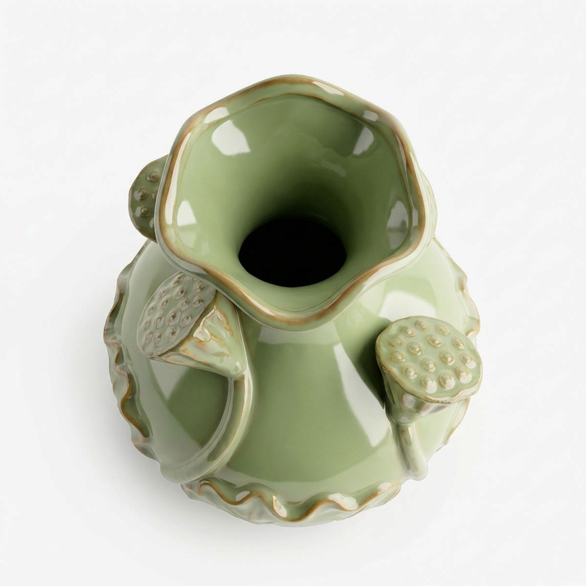 Lotus Grote Vaas Keramiek - Pistachegroen - H 25 x Ø 21 cm