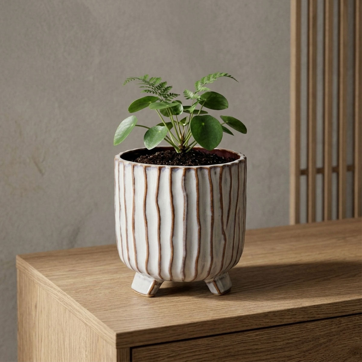 Wormiston Plantenpot Wit / Bruin