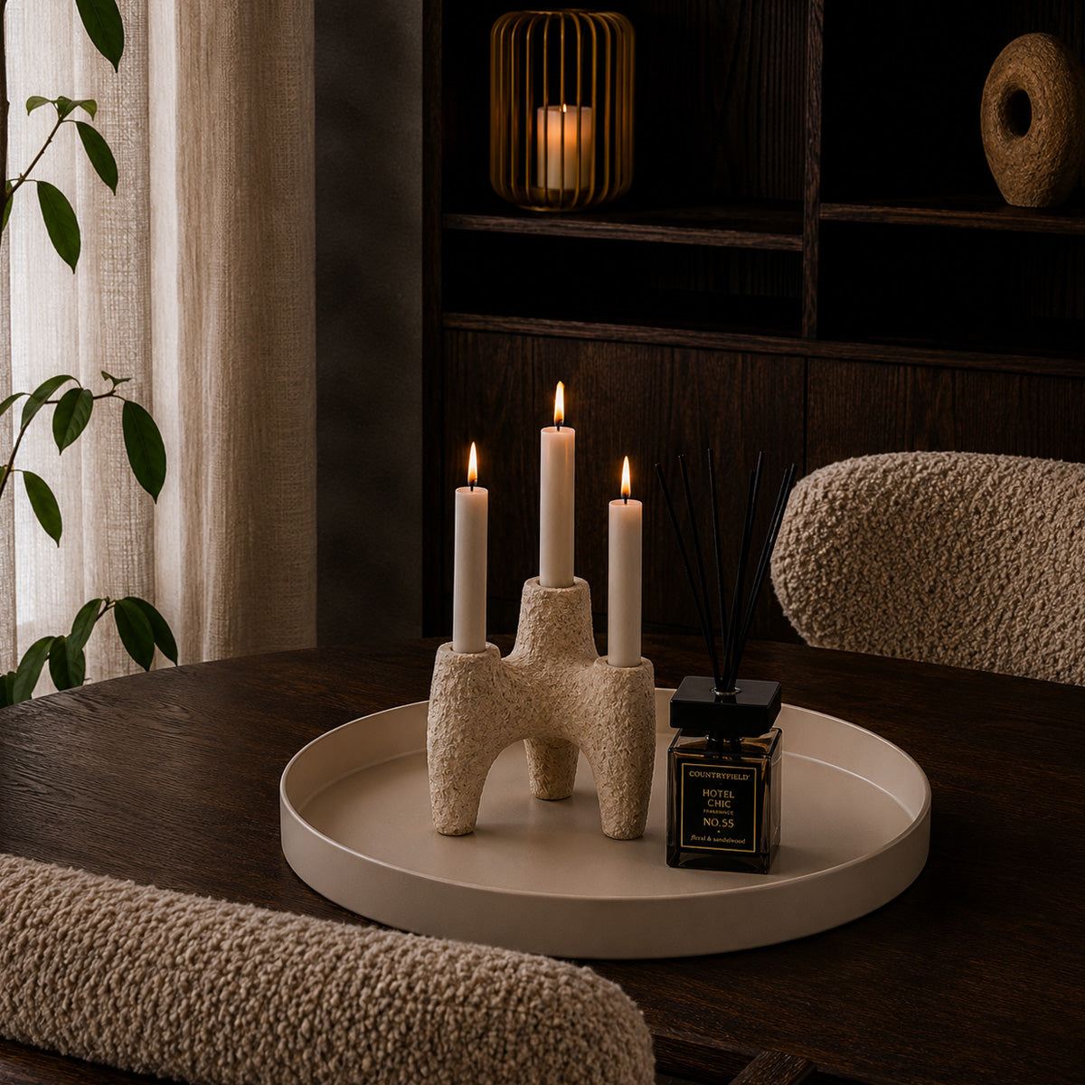 Saris Dienblad Metaal - Crème - ⌀ 36,5 x H 3 cm